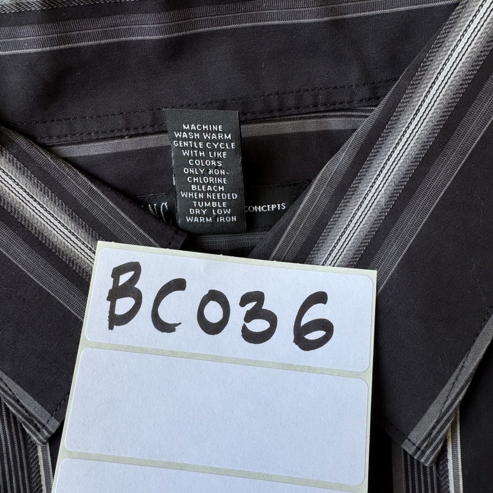 I.N.C International Concepts Shirt Men XL Black Cotton Striped Classic Button-Up - Picture 9 of 9